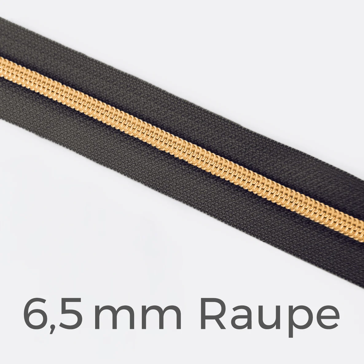 Reißverschluss Meterware Metallisiert Gold 6,5mm Anthrazit B39