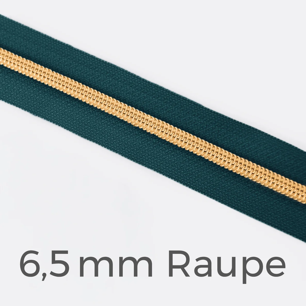 Reißverschluss Meterware Metallisiert Gold 6,5mm Petrol D103