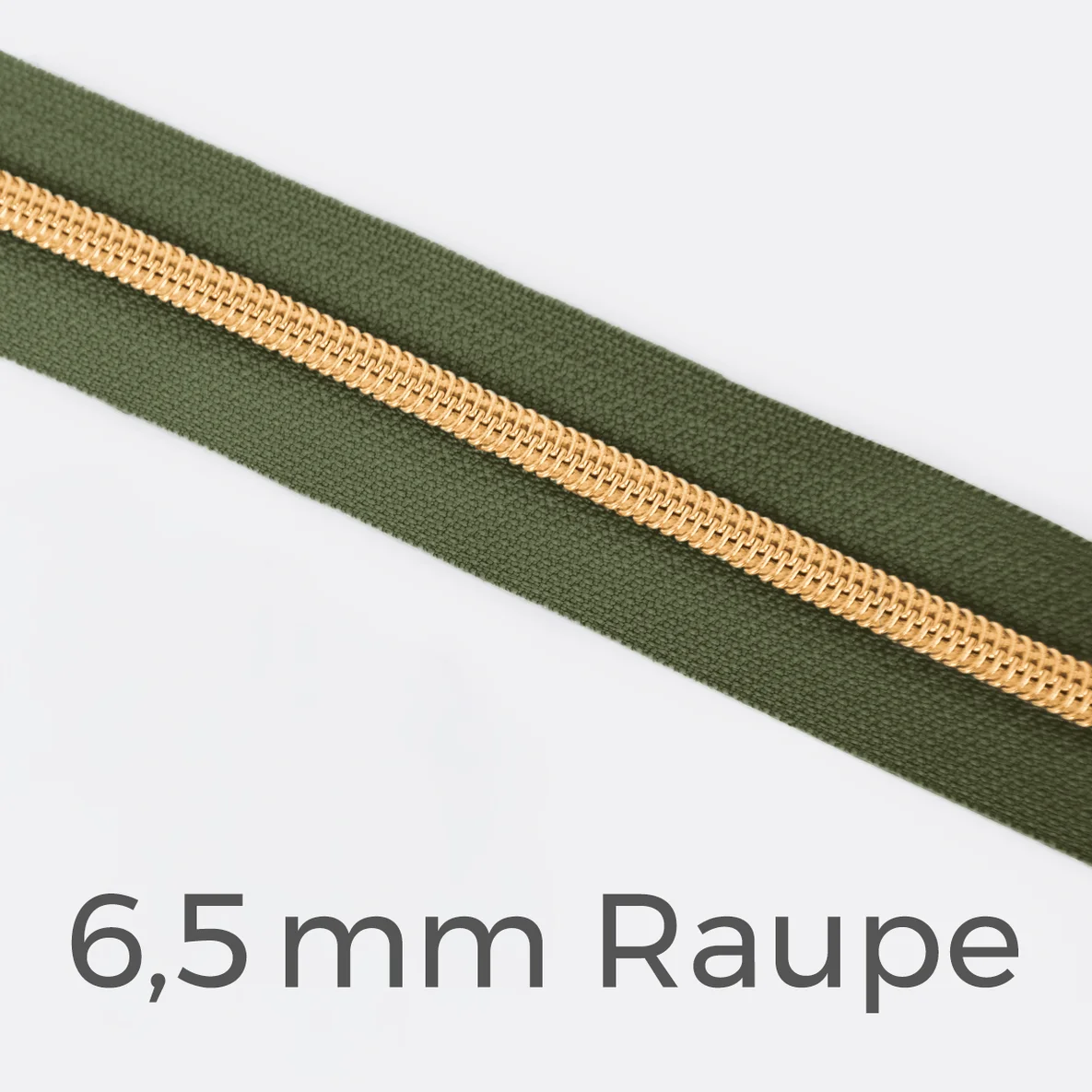 Reißverschluss Meterware Metallisiert Gold 6,5mm Army D170