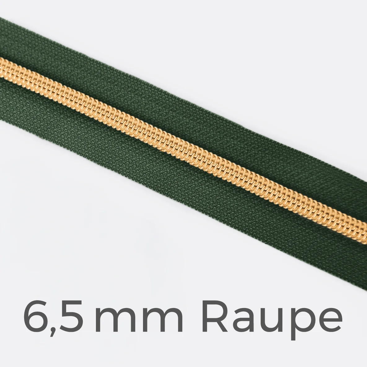 Reißverschluss Meterware Metallisiert Gold 6,5mm Dunkelgrün D190