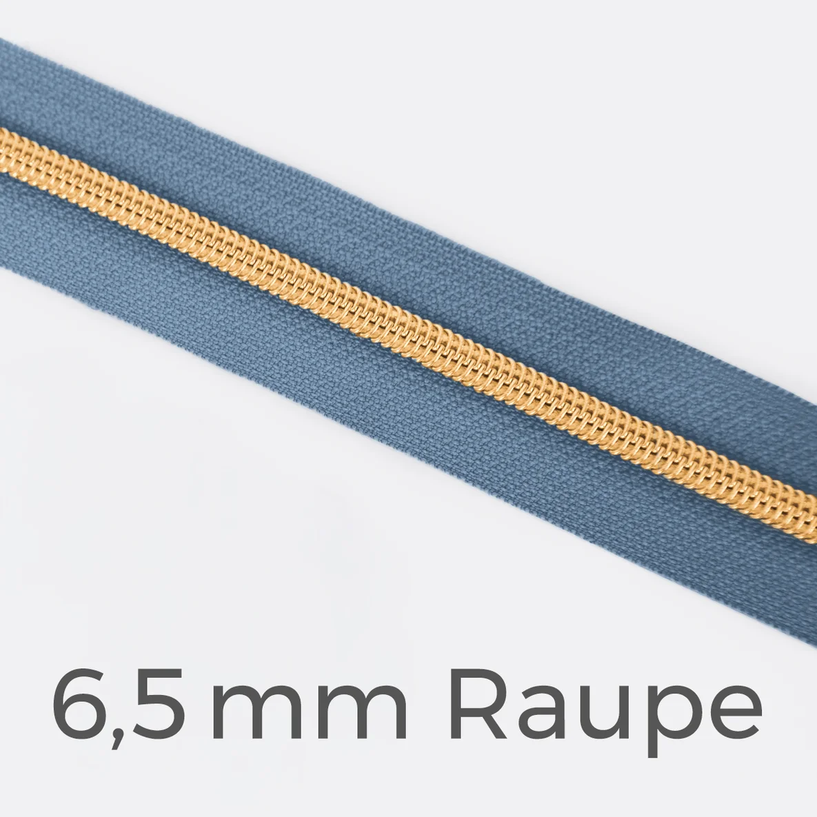 Reißverschluss Meterware Metallisiert Gold 6,5mm Blassblau D205
