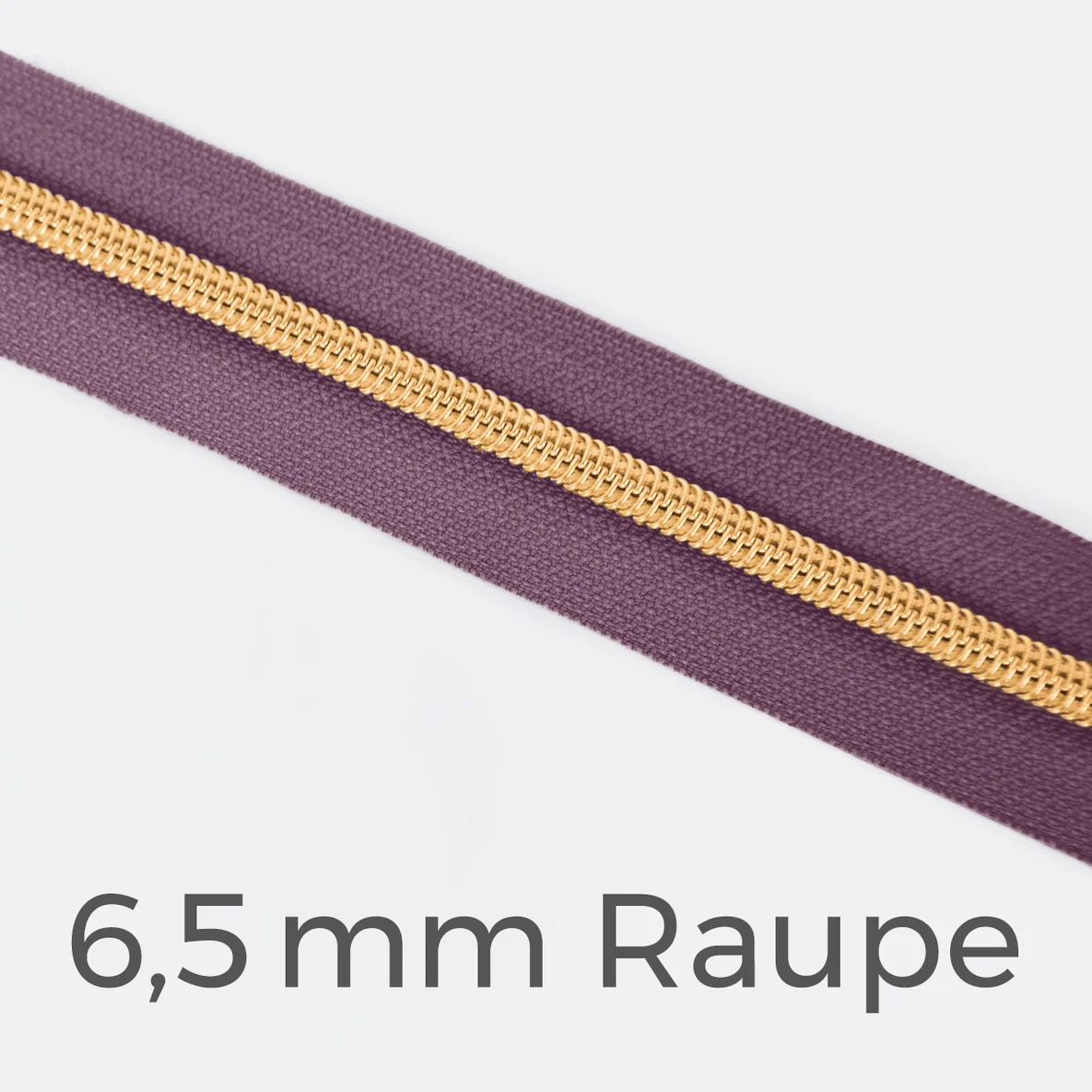 Reißverschluss Meterware Metallisiert Gold 6,5mm Blasslila D206