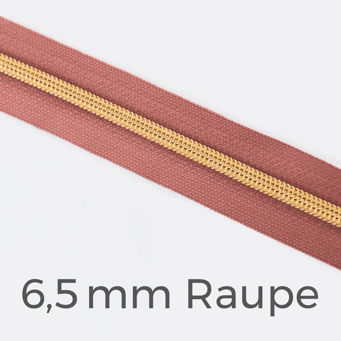 Reißverschluss Meterware Metallisiert Gold 6,5mm Altrosa D213