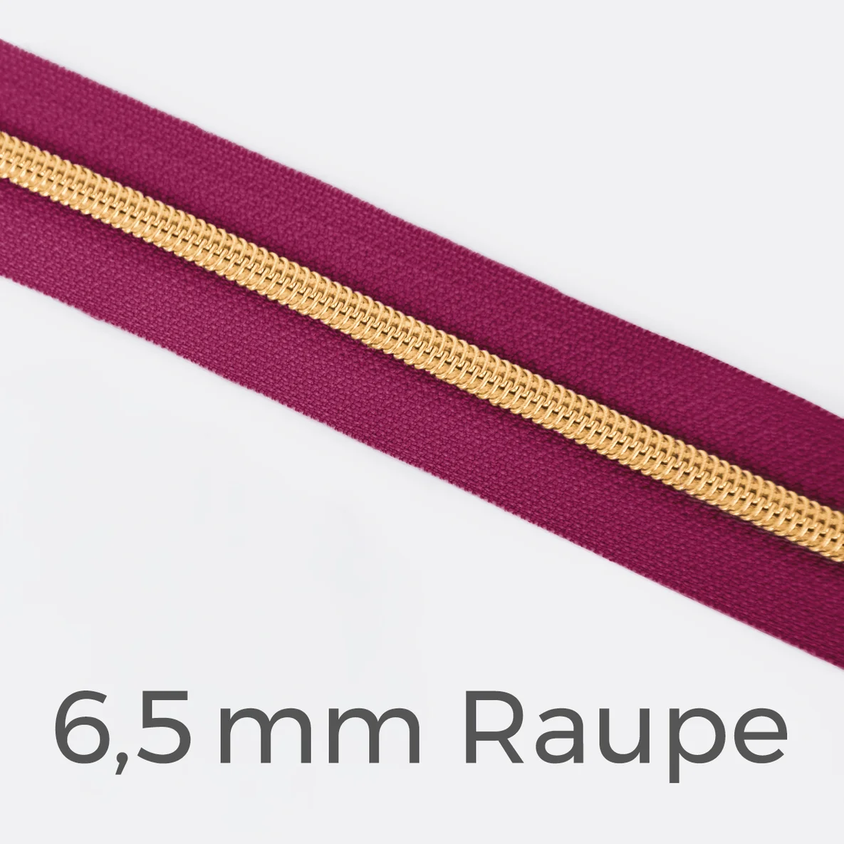 Reißverschluss Meterware Metallisiert Gold 6,5mm Fuchsia D258