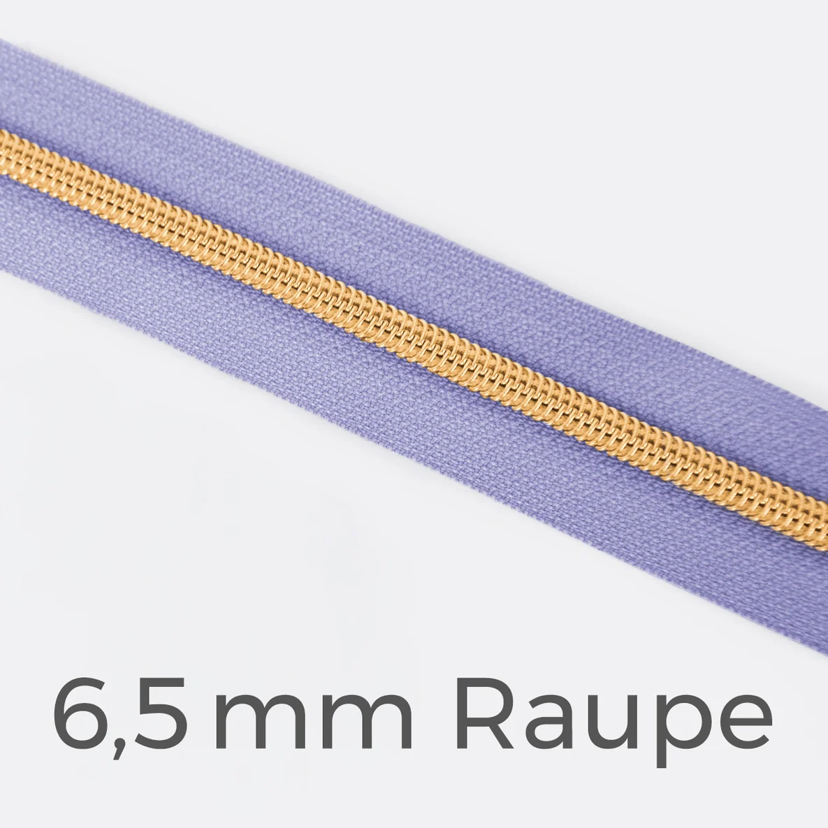 Reißverschluss Meterware Metallisiert Gold 6,5mm Helles Flieder D268