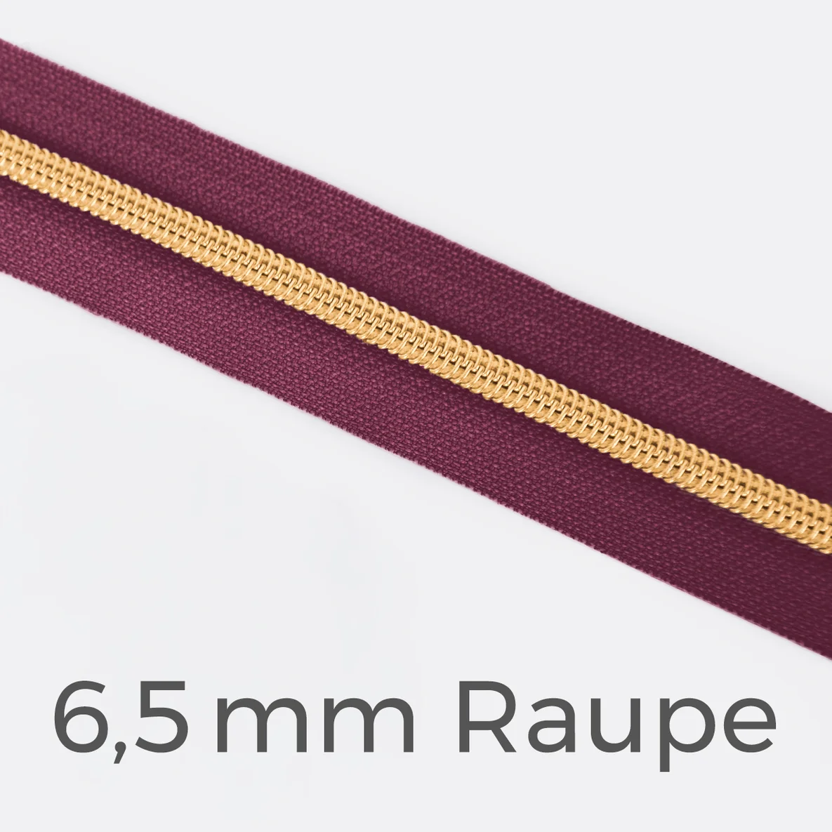 Reißverschluss Meterware Metallisiert Gold 6,5mm Dunkles Altrosa D285
