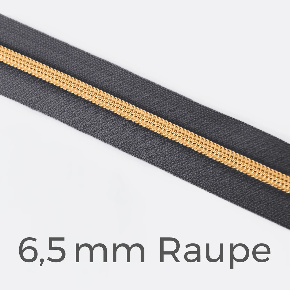 Reißverschluss Meterware Metallisiert Gold 6,5mm Dunkelgrau D306