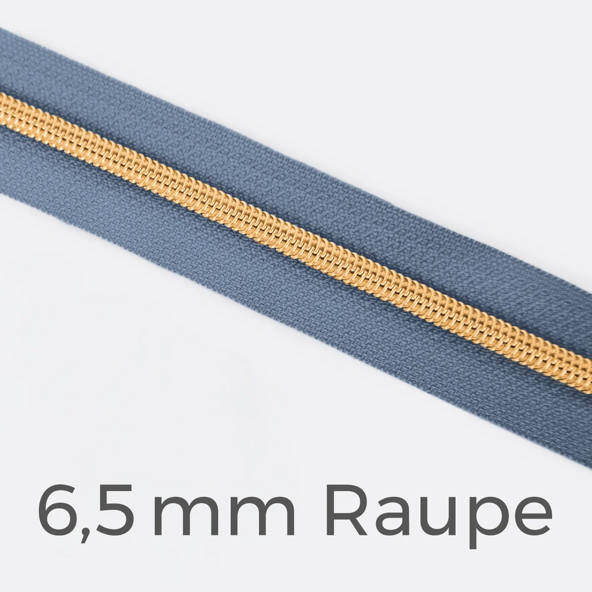 Reißverschluss Meterware Metallisiert Gold 6,5mm Pastellblau D339