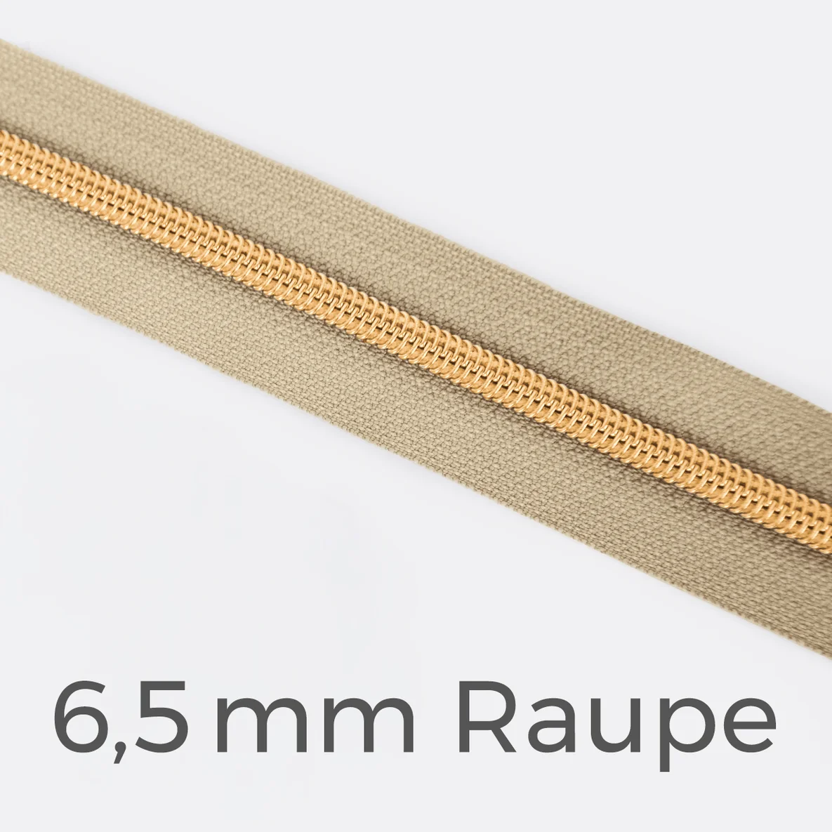 Reißverschluss Meterware Metallisiert Gold 6,5mm Beige D371