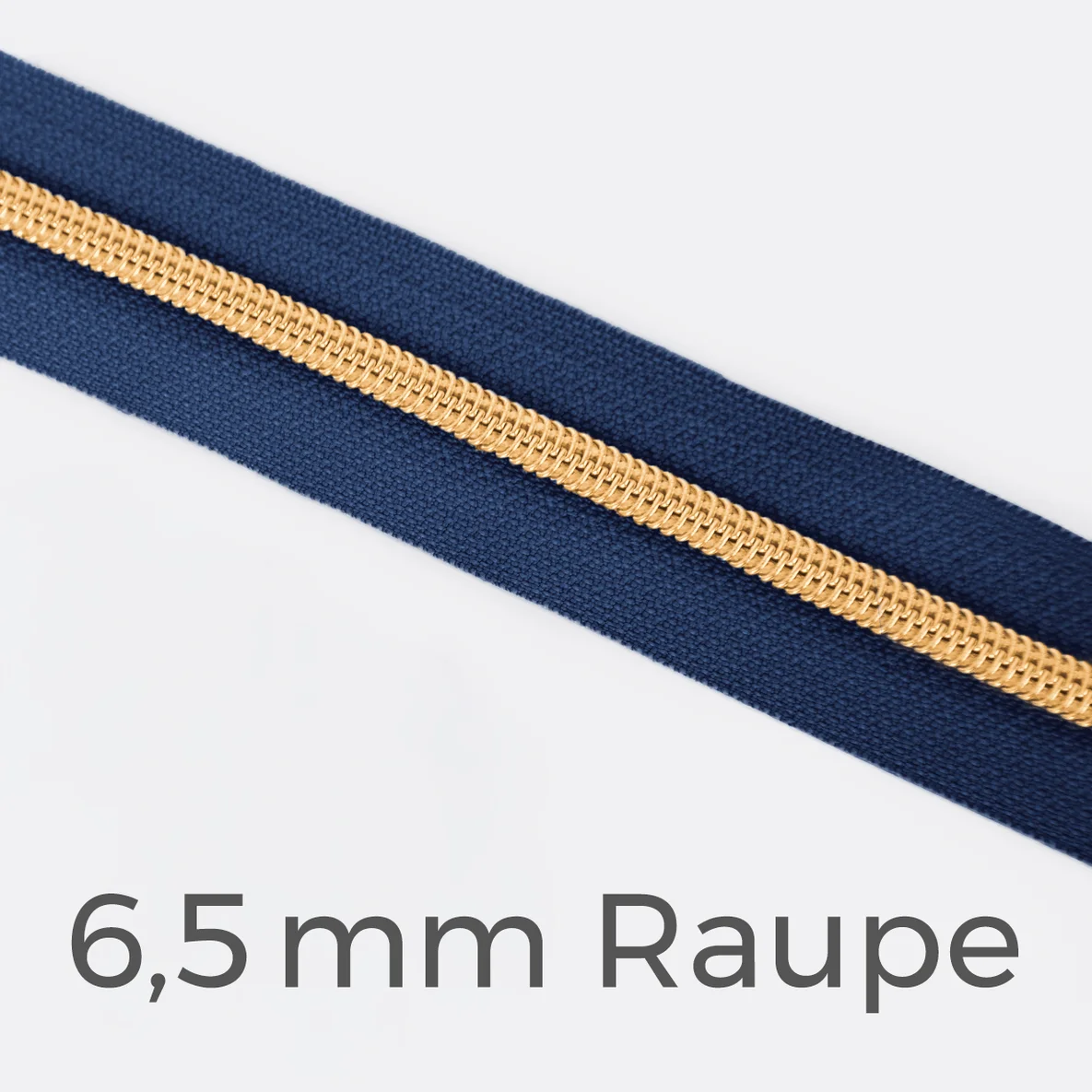 Reißverschluss Meterware Metallisiert Gold 6,5mm Marine D40