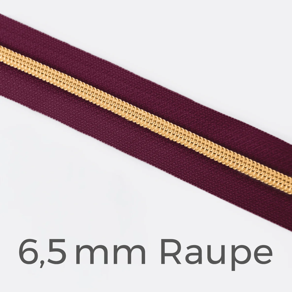 Reißverschluss Meterware Metallisiert Gold 6,5mm Helle Beere D525