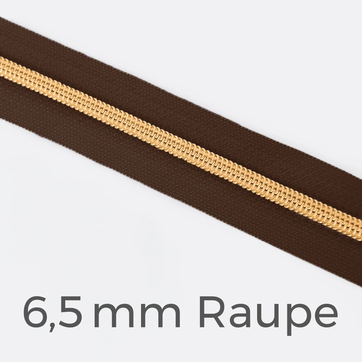 Reißverschluss Meterware Metallisiert Gold 6,5mm Dunkelbraun D568