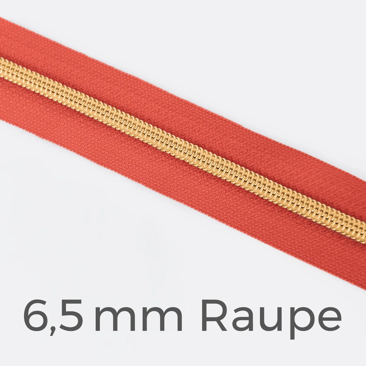 Reißverschluss Meterware Metallisiert Gold 6,5mm Koralle D816