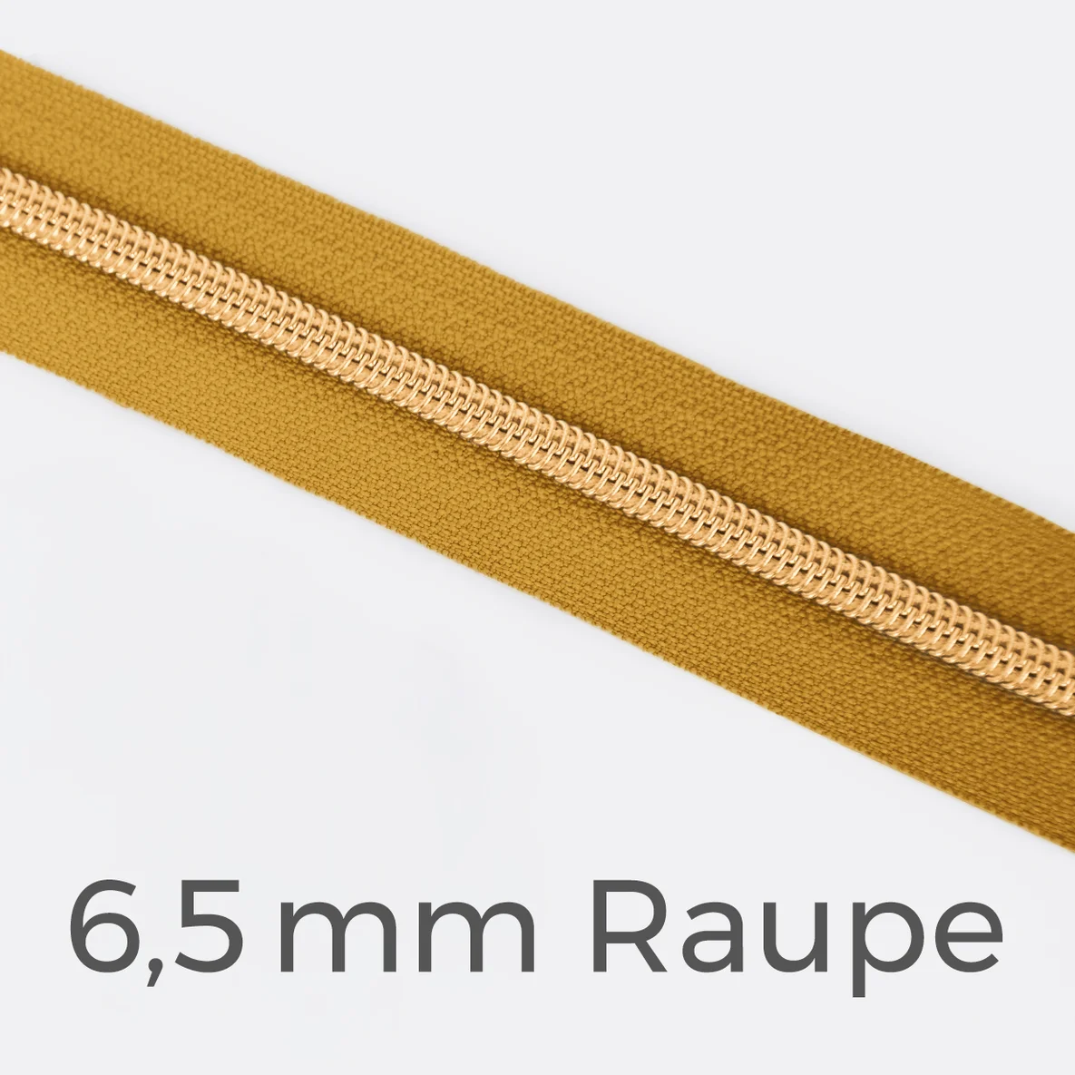 Reißverschluss Meterware Metallisiert Gold 6,5mm Senf D846