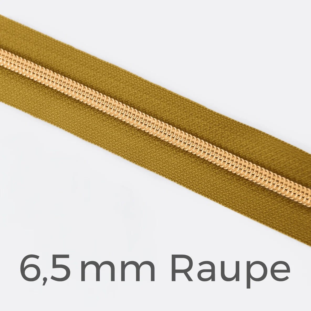 Reißverschluss Meterware Metallisiert Gold 6,5mm Curry D087