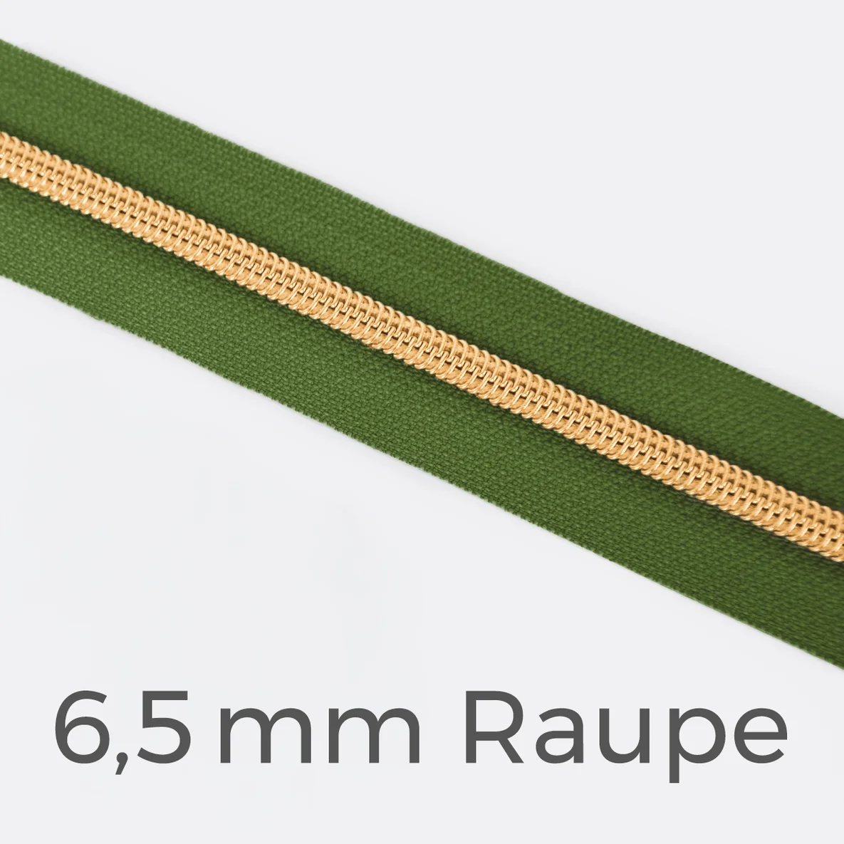 Reißverschluss Meterware Metallisiert Gold 6,5mm Oliv D887