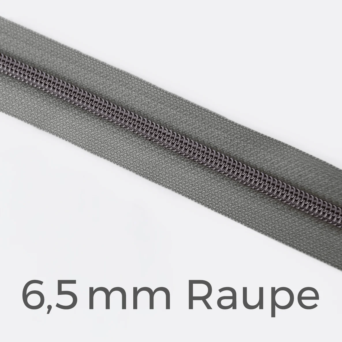 Reißverschluss Meterware Metallisiert Gunmetal 6,5mm Mausgrau B24