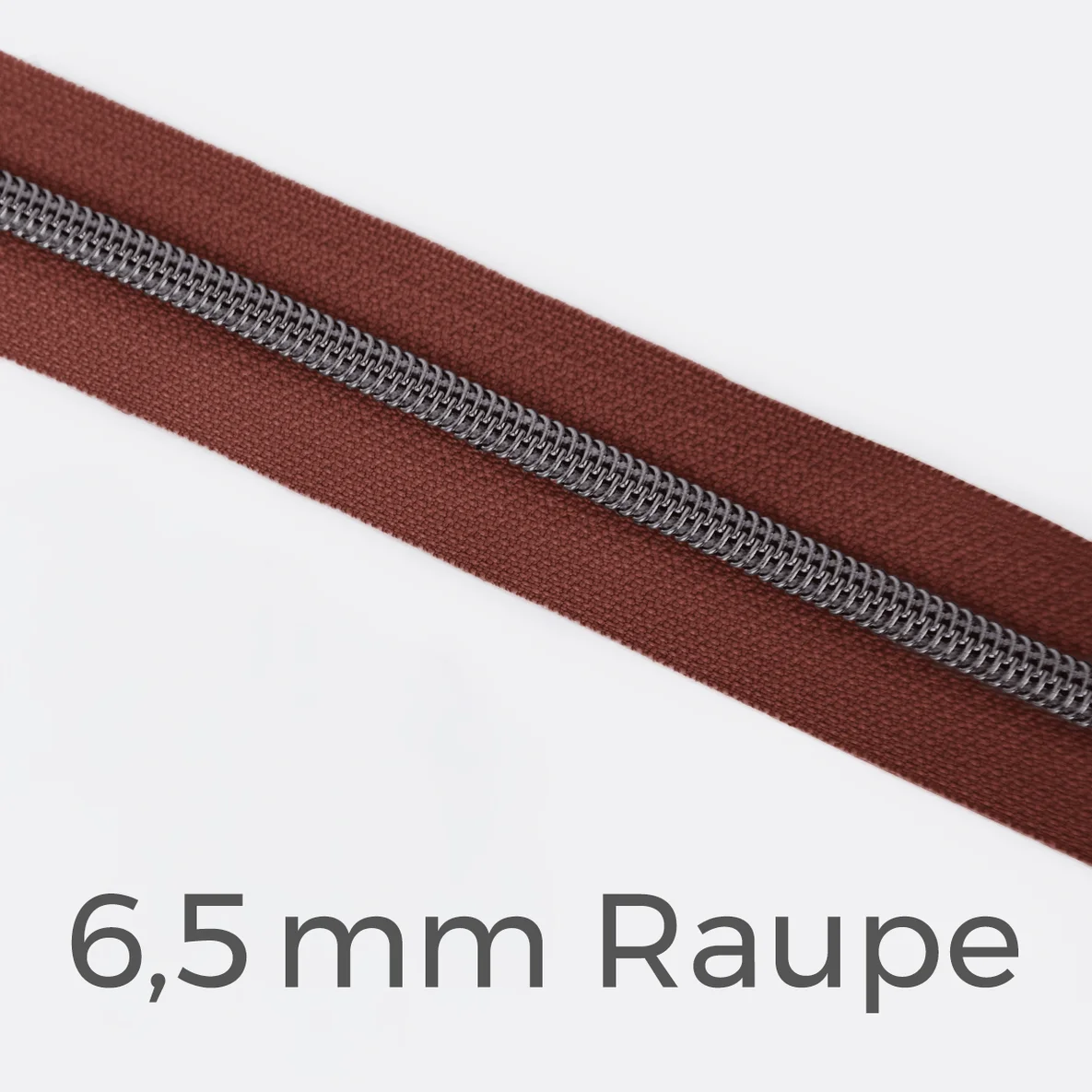 Reißverschluss Meterware Metallisiert Gunmetal 6,5mm Braun B26