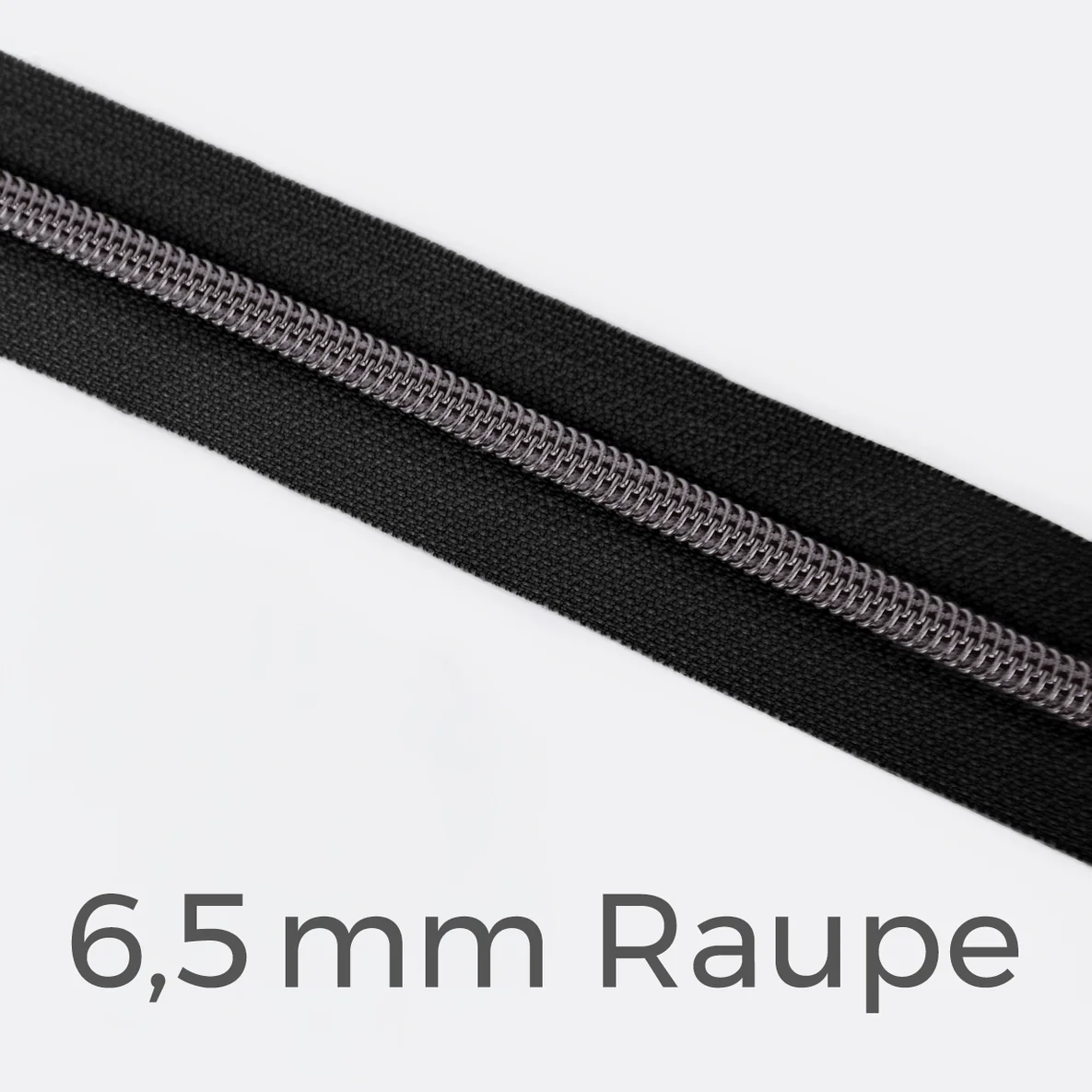 Reißverschluss Meterware Metallisiert Gunmetal 6,5mm Schwarz B5