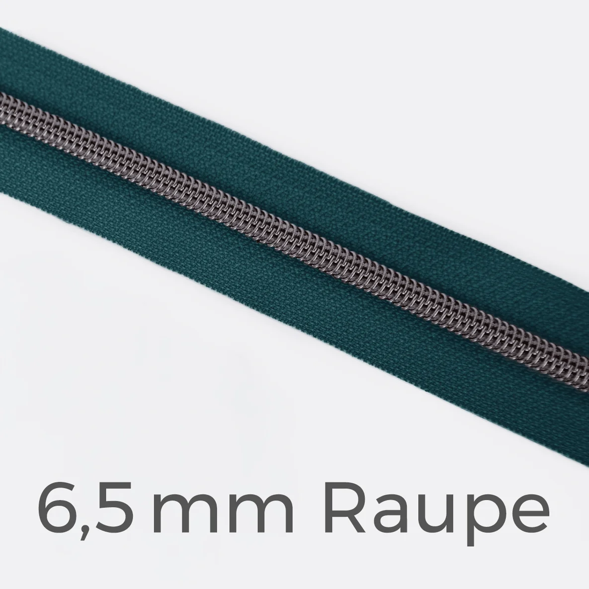 Reißverschluss Meterware Metallisiert Gunmetal 6,5mm Petrol D103