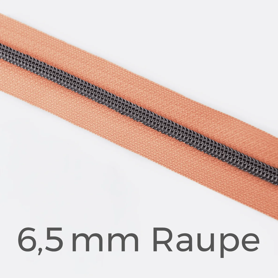 Reißverschluss Meterware Metallisiert Gunmetal 6,5mm Apricot D114