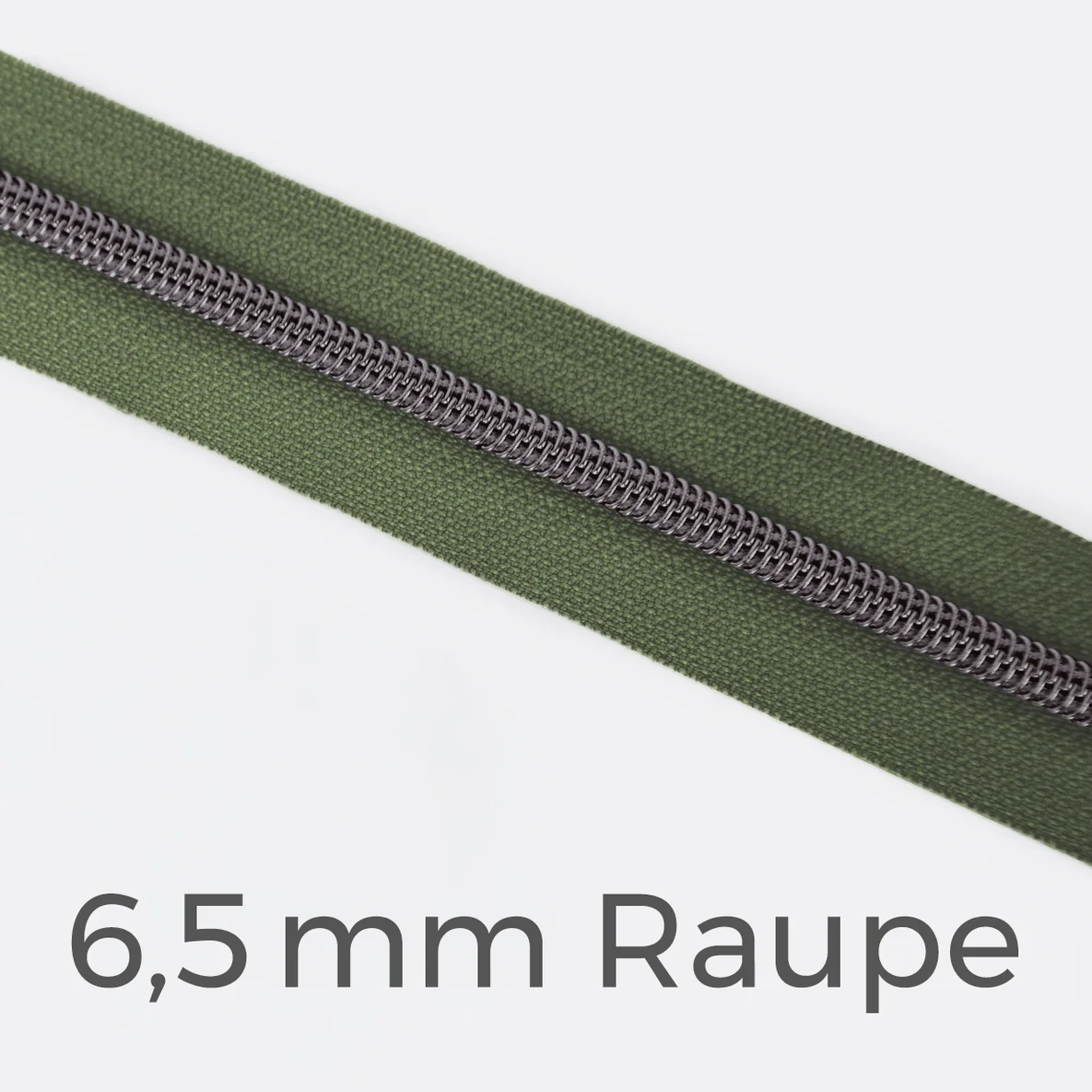 Reißverschluss Meterware Metallisiert Gunmetal 6,5mm Army D170