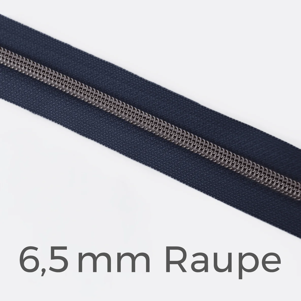 Reißverschluss Meterware Metallisiert Gunmetal 6,5mm Indigo D196