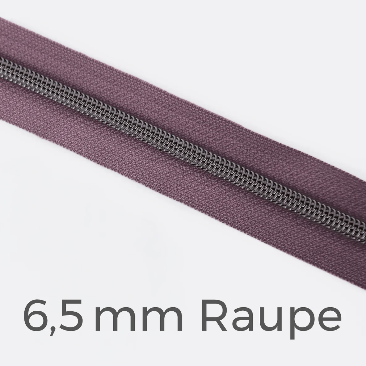Reißverschluss Meterware Metallisiert Gunmetal 6,5mm Blasslila D206