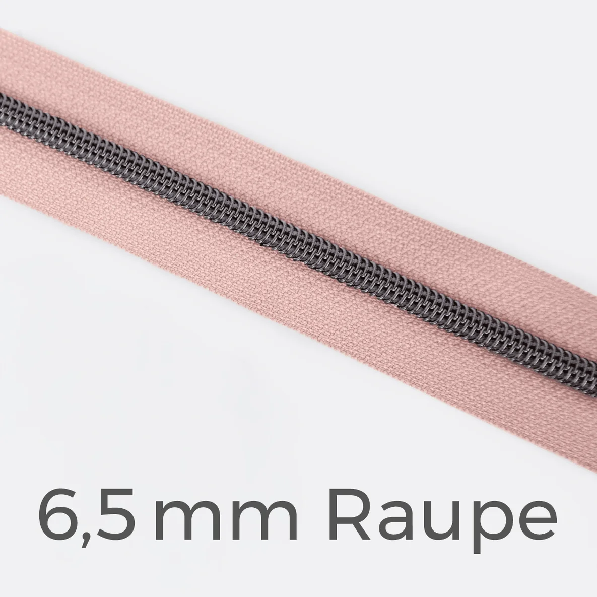 Reißverschluss Meterware Metallisiert Gunmetal 6,5mm Nude D209