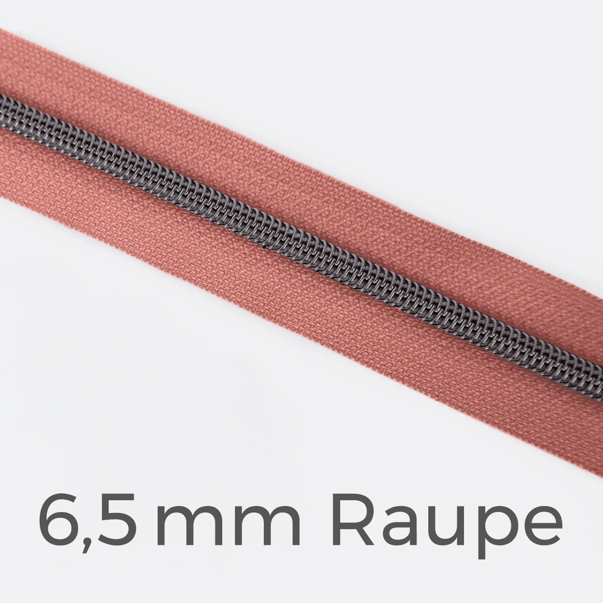 Reißverschluss Meterware Metallisiert Gunmetal 6,5mm Altrosa D213