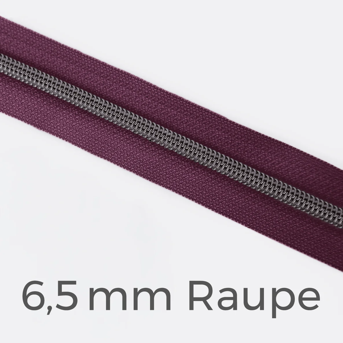 Reißverschluss Meterware Metallisiert Gunmetal 6,5mm Beere D230