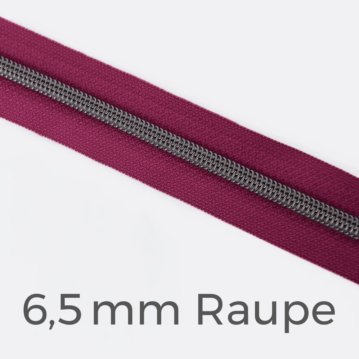 Reißverschluss Meterware Metallisiert Gunmetal 6,5mm Fuchsia D258