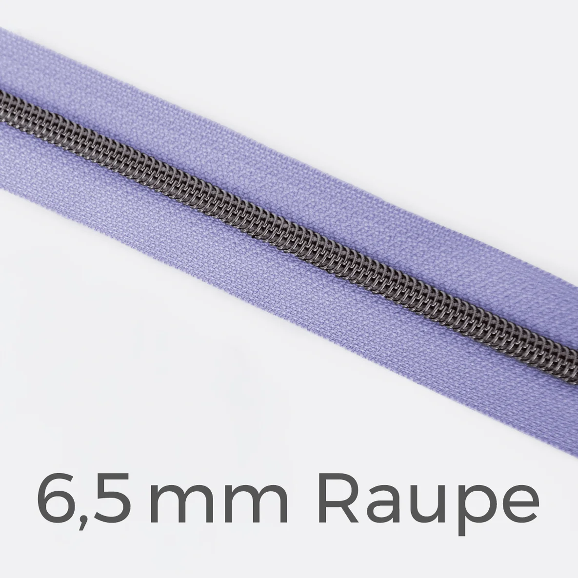 Reißverschluss Meterware Metallisiert Gunmetal 6,5mm Helles Flieder D268