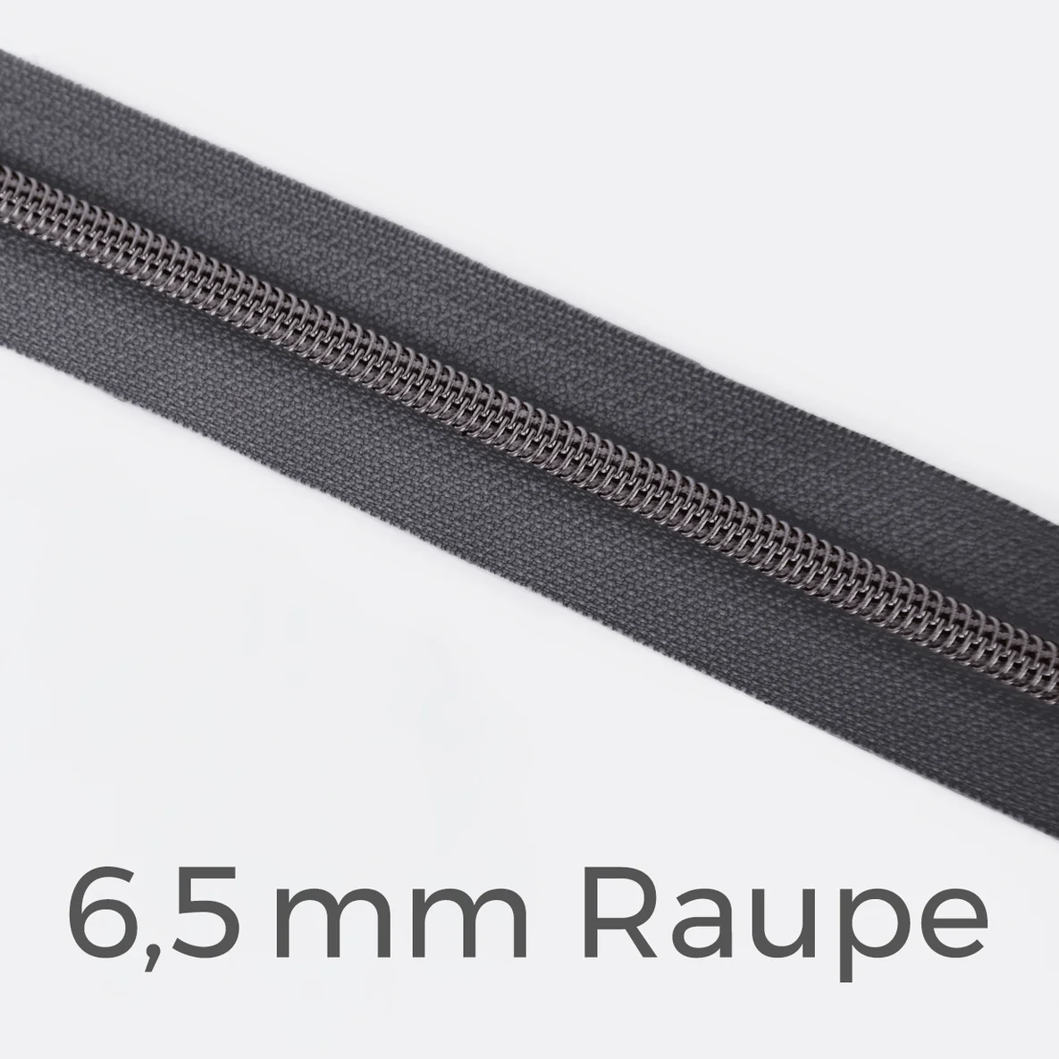 Reißverschluss Meterware Metallisiert Gunmetal 6,5mm Helles Dunkelgrau D306