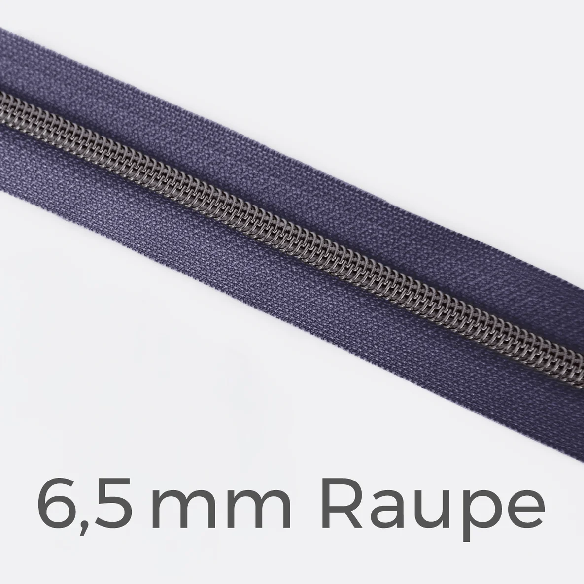 Reißverschluss Meterware Metallisiert Gunmetal 6,5mm Helles Dunkelgrau D319