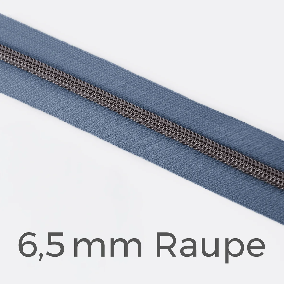 Reißverschluss Meterware Metallisiert Gunmetal 6,5mm Helles Pastellblau D339