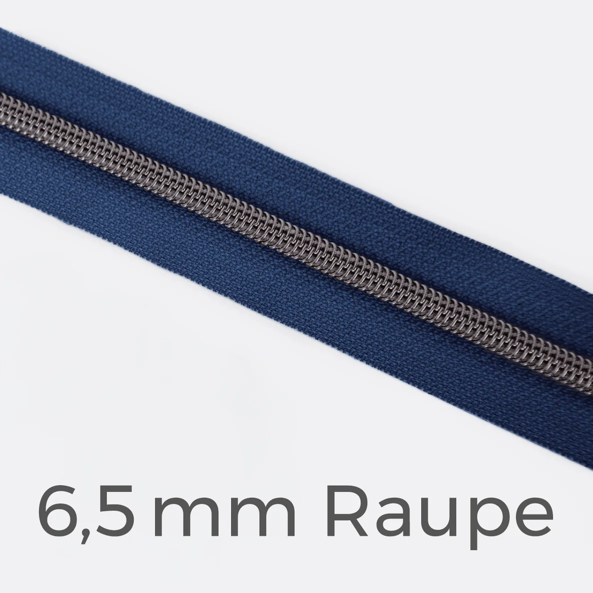 Reißverschluss Meterware Metallisiert Gunmetal 6,5mm Marine D40