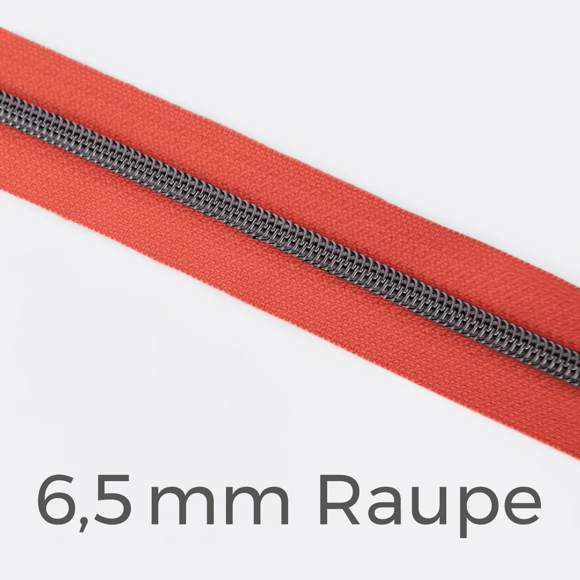 Reißverschluss Meterware Metallisiert Gunmetal 6,5mm Koralle D816