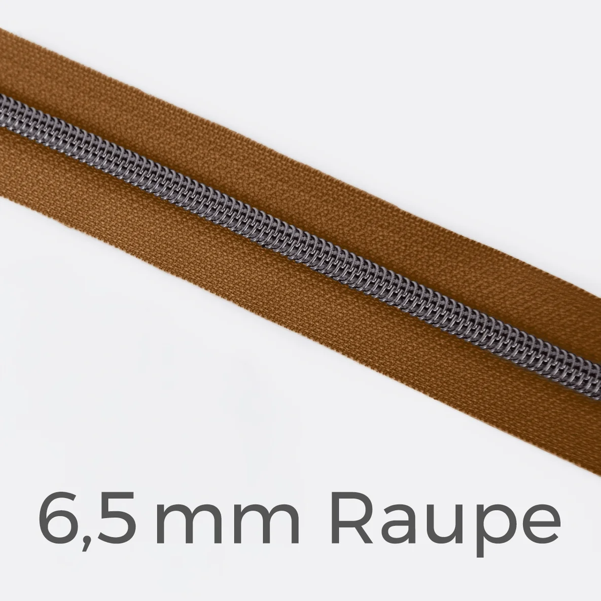 Reißverschluss Meterware Metallisiert Gunmetal 6,5mm Goldbraun D857