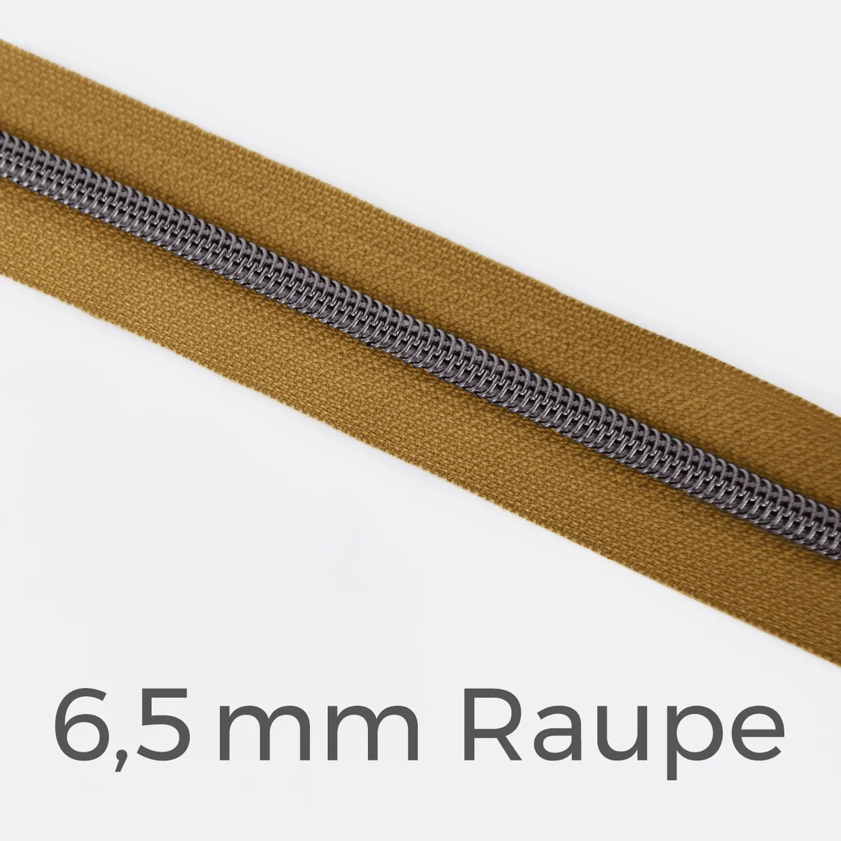 Reißverschluss Meterware Metallisiert Gunmetal 6,5mm Curry D87