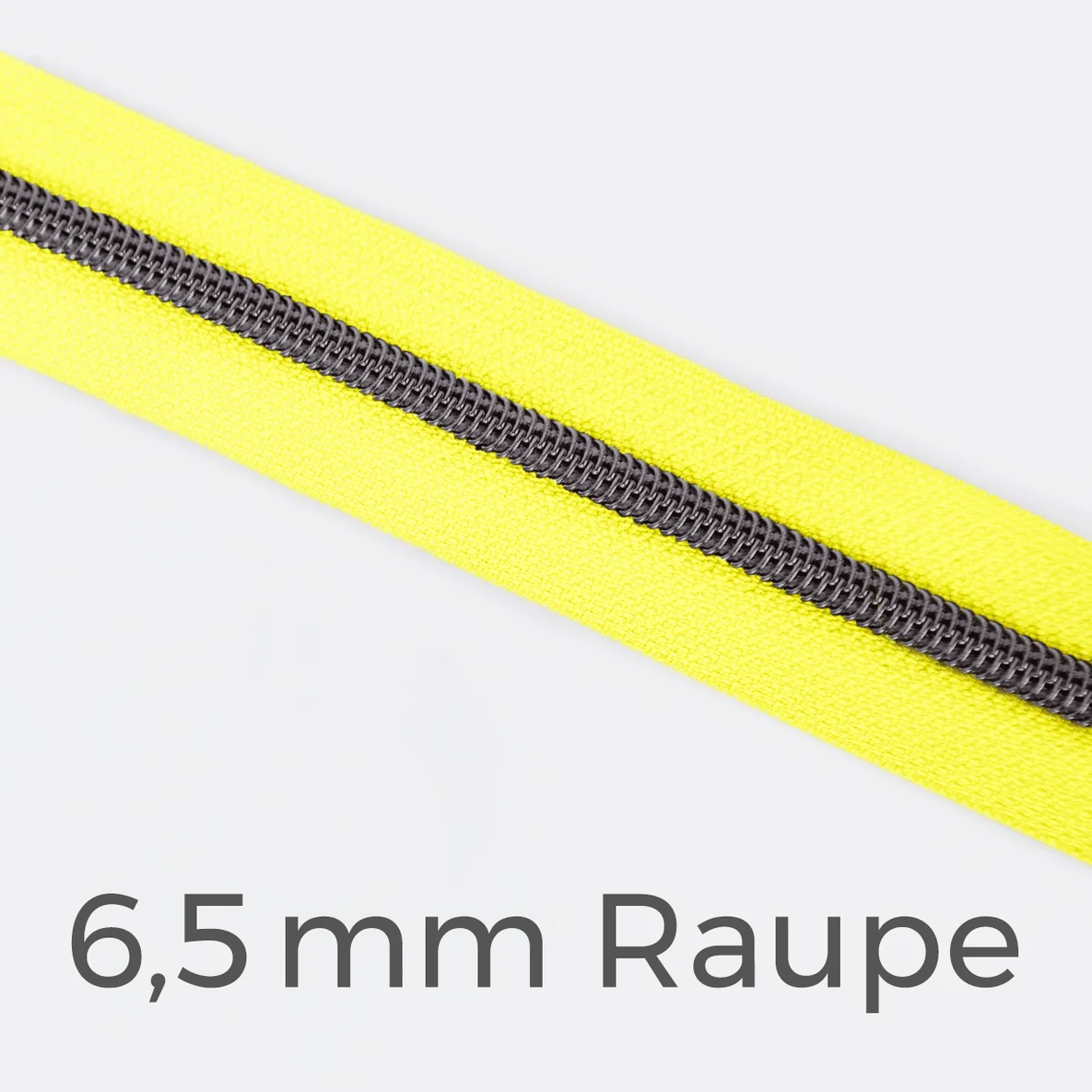 Reißverschluss Meterware Metallisiert Gunmetal 6,5mm Neongelb PT803