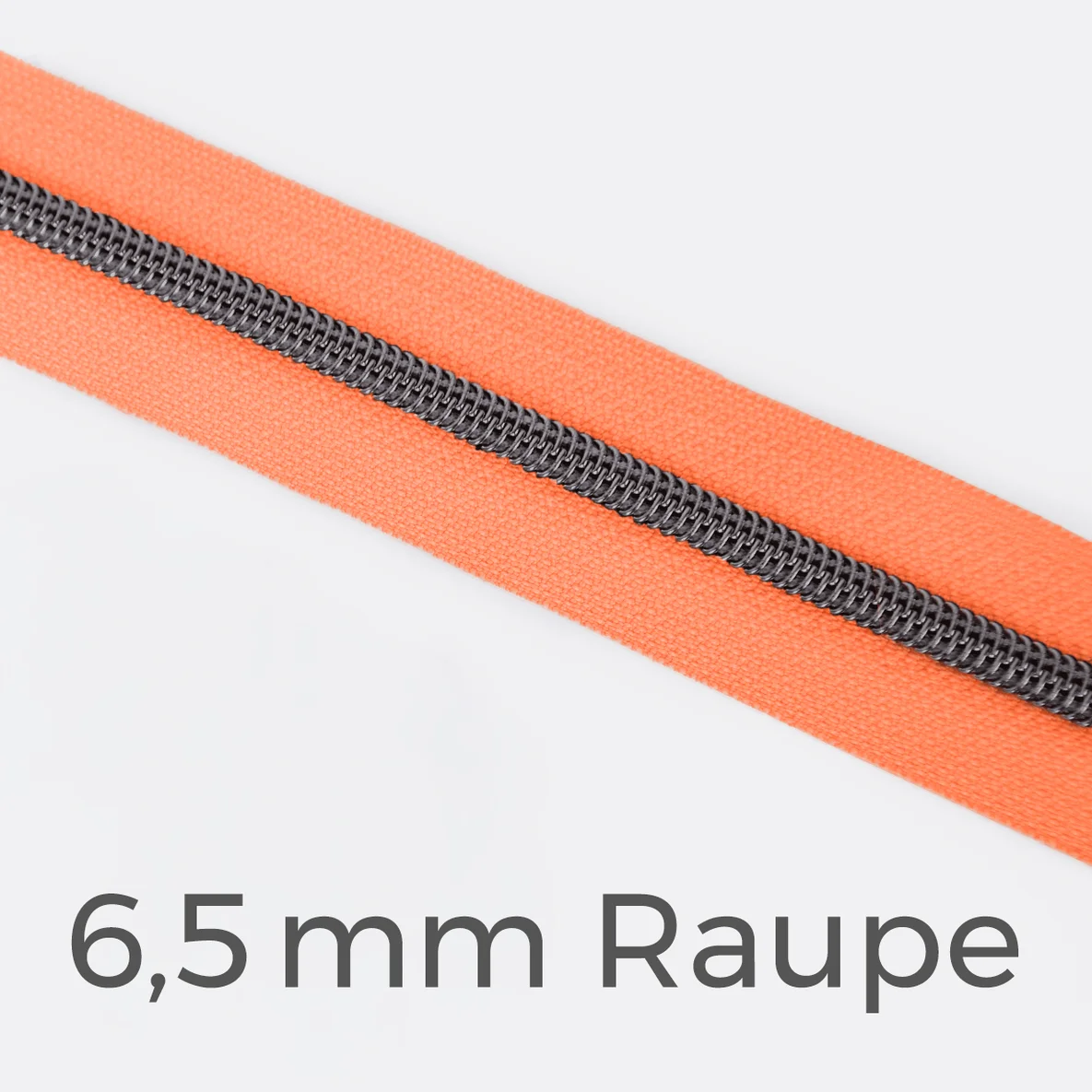 Reißverschluss Meterware Metallisiert Gunmetal 6,5mm Neonorange PT805