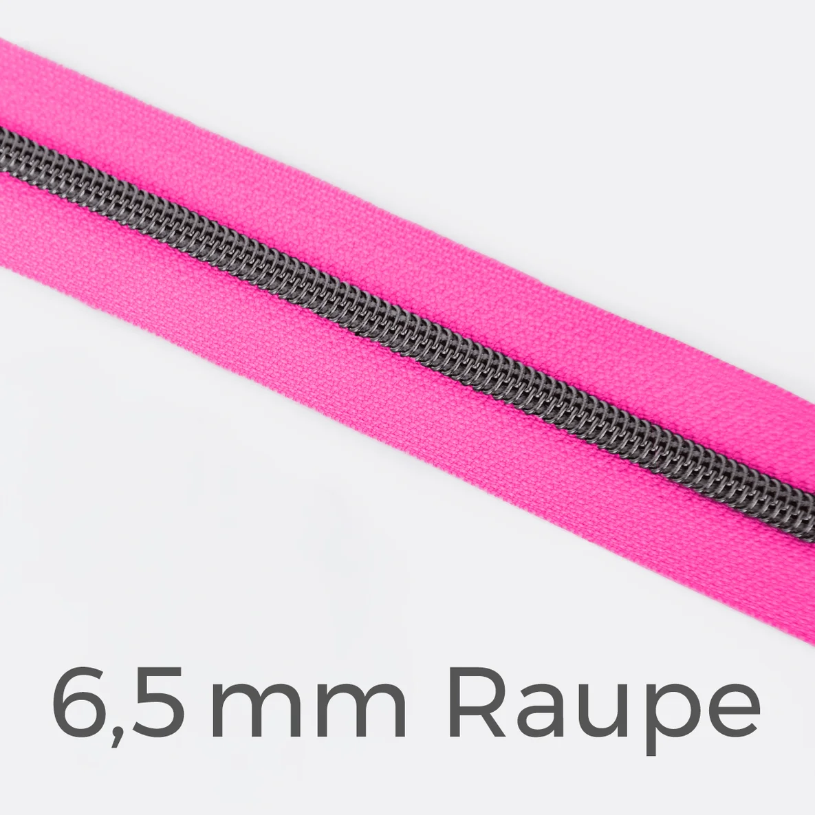 Reißverschluss Meterware Metallisiert Gunmetal 6,5mm Neonpink PT806