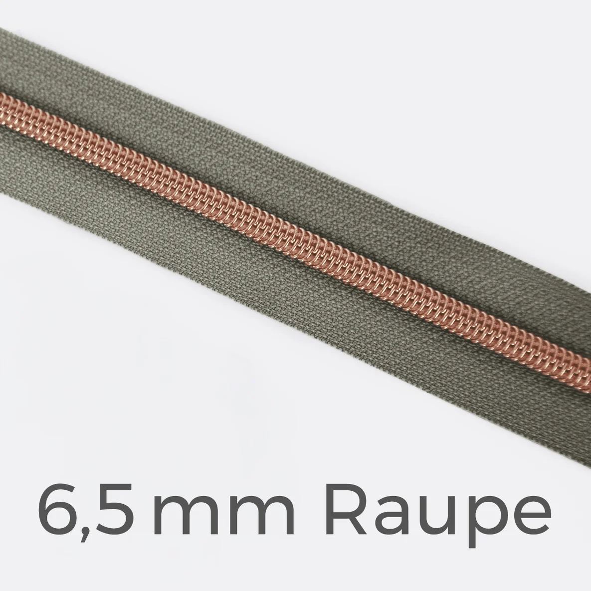 Reißverschluss Meterware Metallisiert Kupfer 6,5mm Mausgrau B24