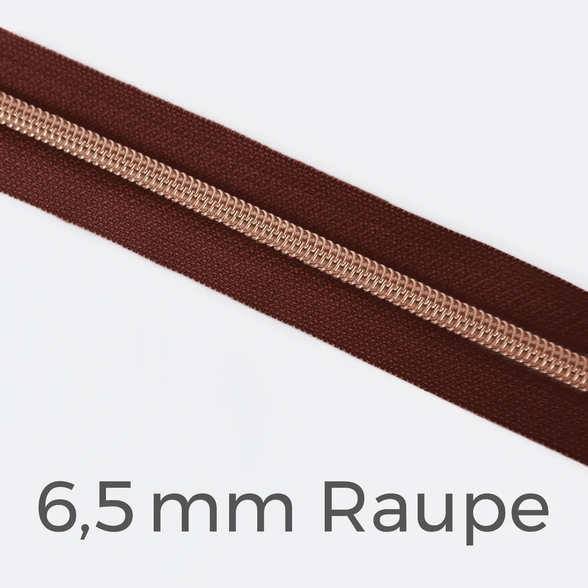 Reißverschluss Meterware Metallisiert Kupfer 6,5mm Braun B26