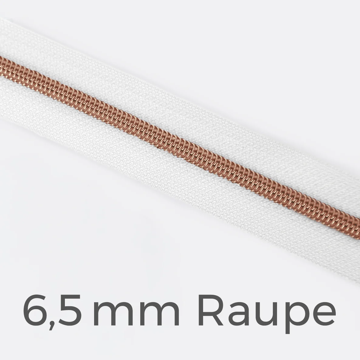 Reißverschluss Meterware Metallisiert Kupfer 6,5mm Weiß B3