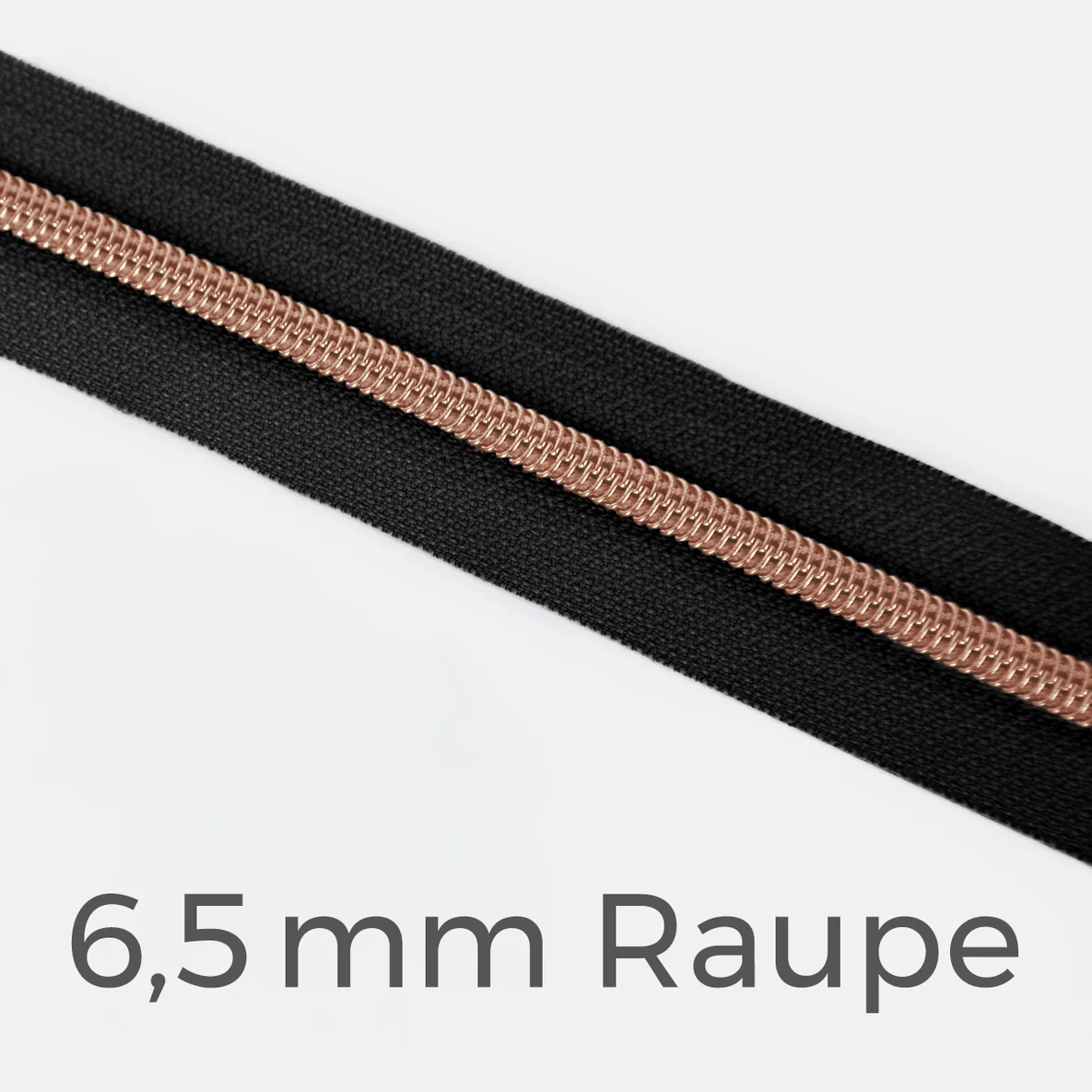 Reißverschluss Meterware Metallisiert Kupfer 6,5mm Schwarz B5