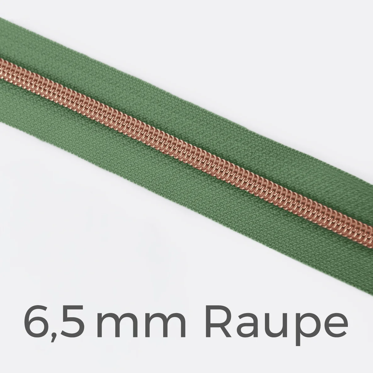 Reißverschluss Meterware Metallisiert Kupfer 6,5mm Salbei D100