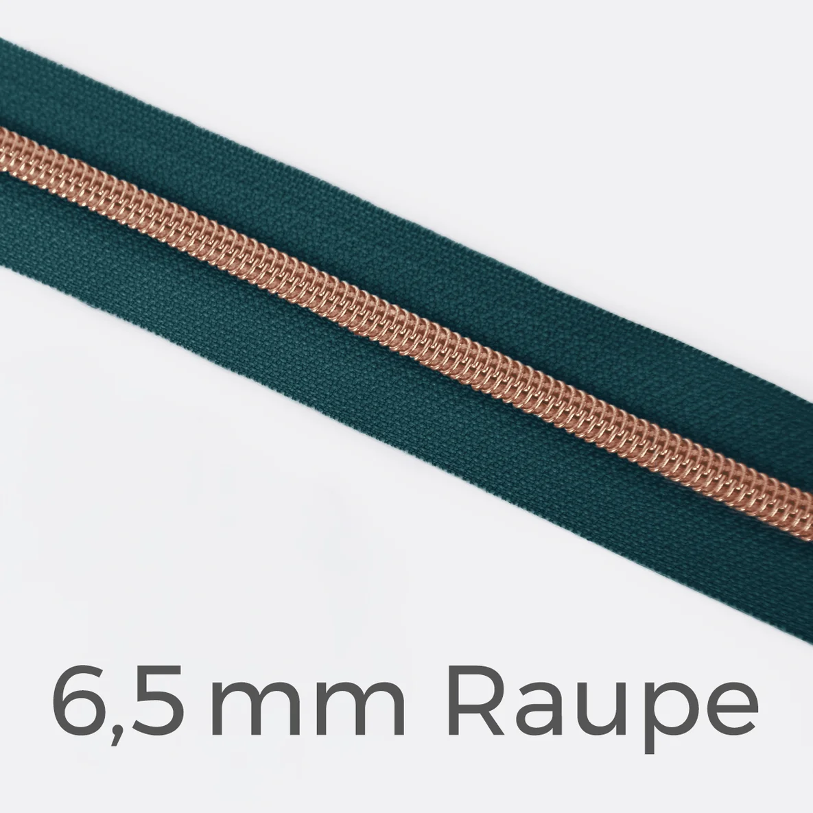 Reißverschluss Meterware Metallisiert Kupfer 6,5mm Petrol D103