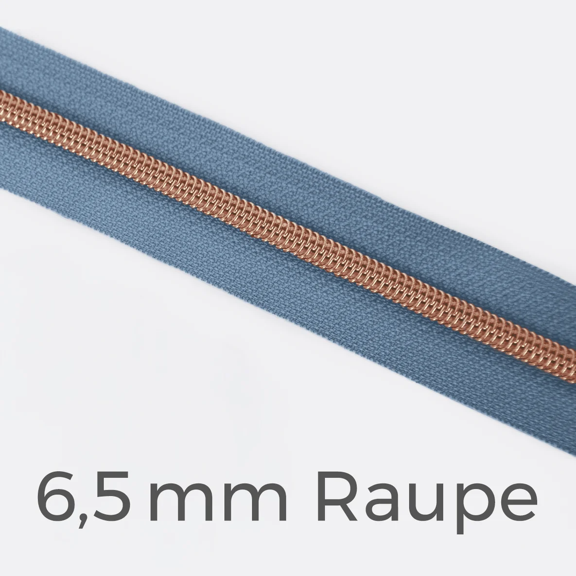 Reißverschluss Meterware Metallisiert Kupfer 6,5mm Blassblau D205